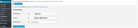 WooCommerce Einstellungen Rest-Api